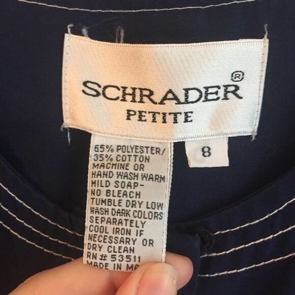 Vintage S Abe Schrader belt dress 1980s Navy blue - Picture 5 of 8